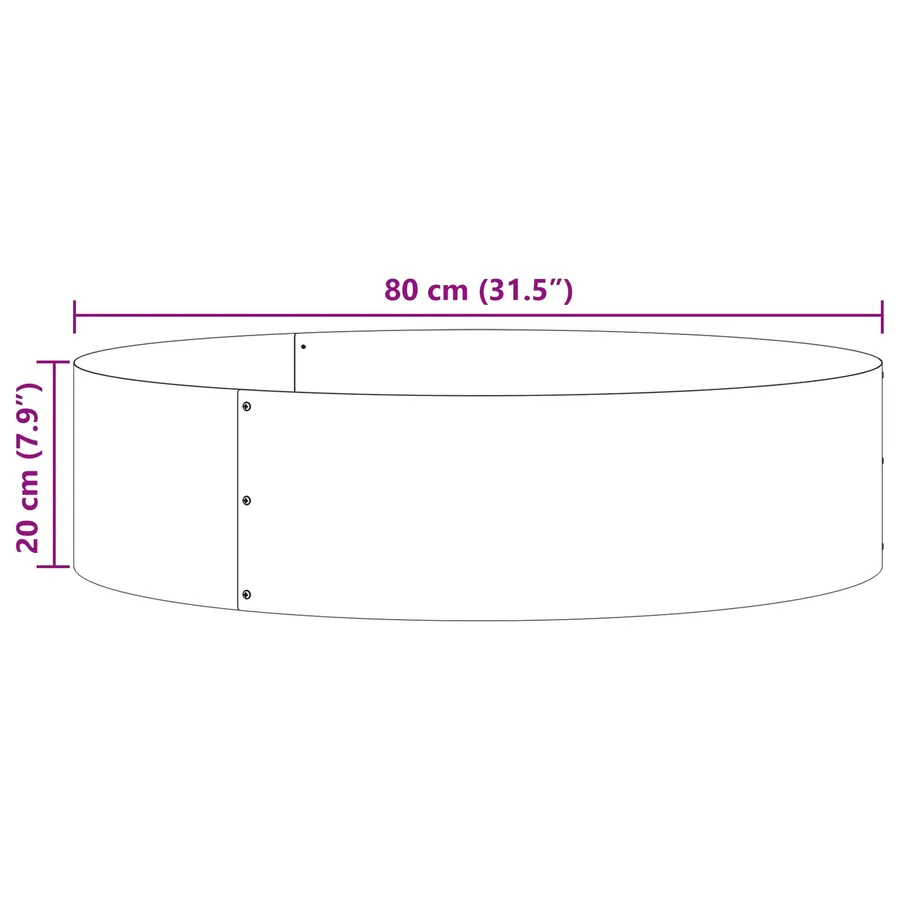 Anneau de jardinière 5 pc Rouillé 80 x 80 x 20 cm Acier patiné - 12