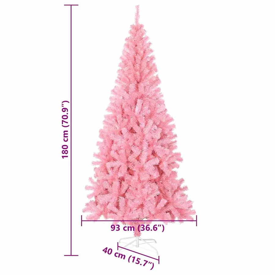 Sapin de Noël avec 300 LED avec support Rose 180 cm PVC - 9
