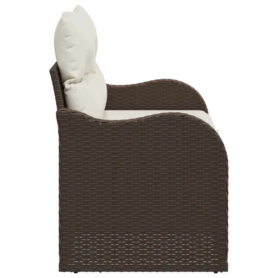 Canapé de jardin avec coussin Marron 121 x 62 x 69cm polyrotin - 4