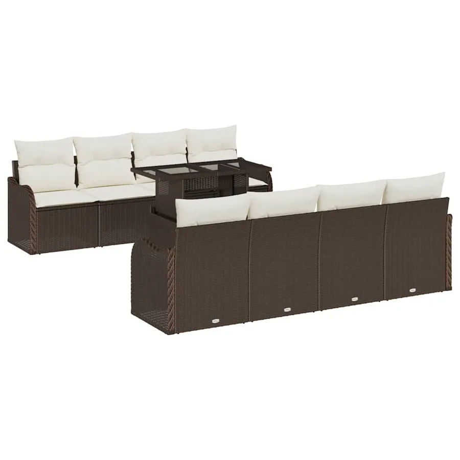 Ensemble de canapé de jardin 7 pcs Marron polyrotin - 2