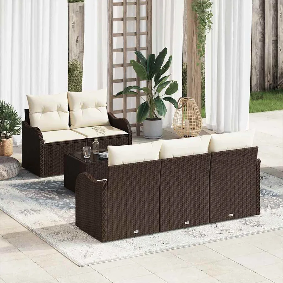 Ensemble de canapé de jardin Marron polyrotin
