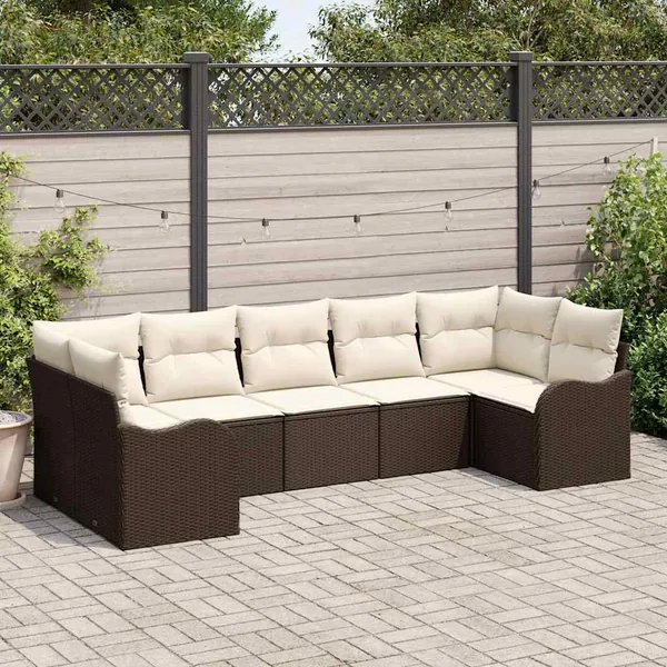 Ensemble de canapé de jardin Marron polyrotin