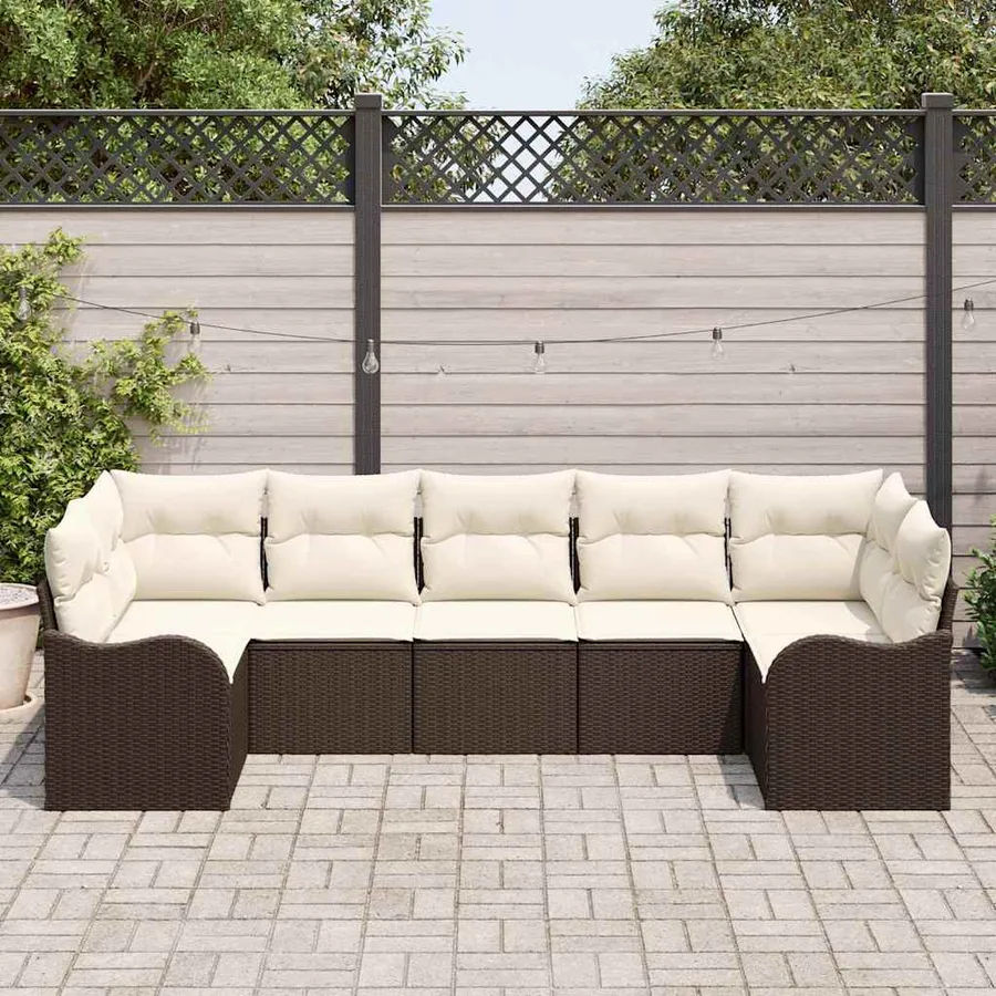 Ensemble de canapé de jardin Marron polyrotin - 3