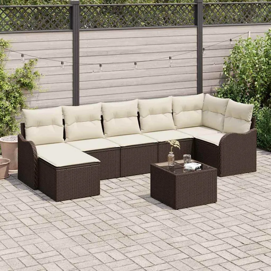 Ensemble de canapé de jardin Marron polyrotin