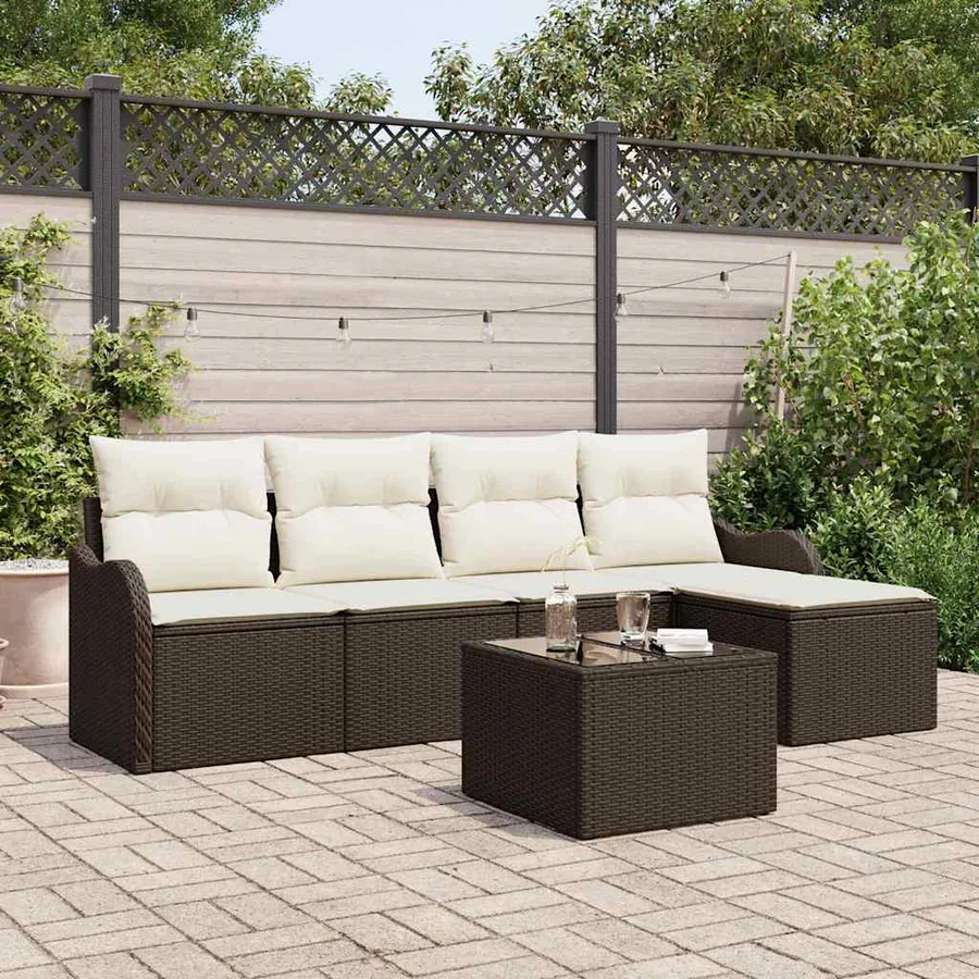 Ensemble de canapé de jardin Marron polyrotin