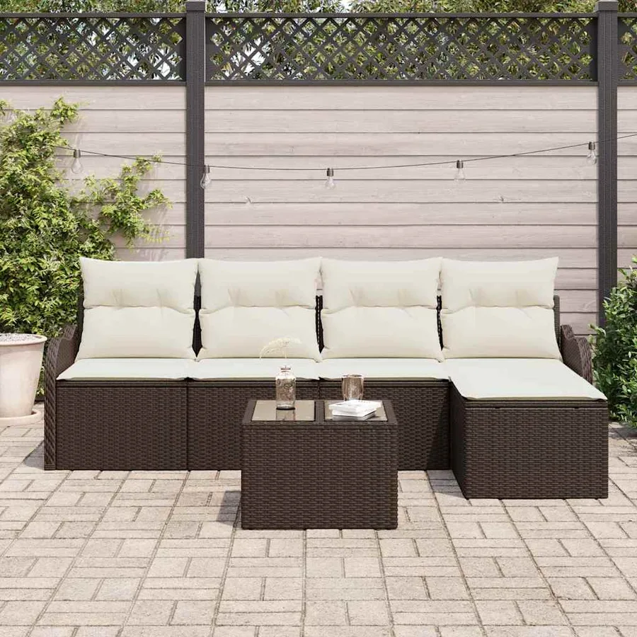 Ensemble de canapé de jardin Marron polyrotin - 3