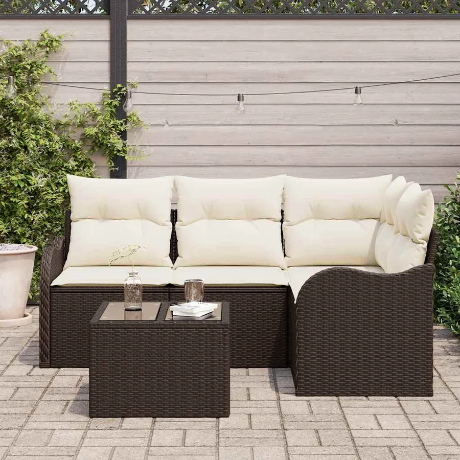 Ensemble de canapé de jardin avec stockage 5 pcs Gris polyrotin - 3
