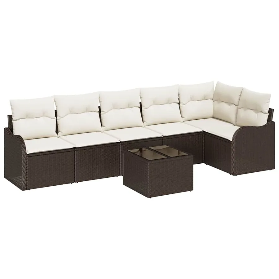 Ensemble de canapé de jardin avec stockage 7 pcs Gris polyrotin - 2