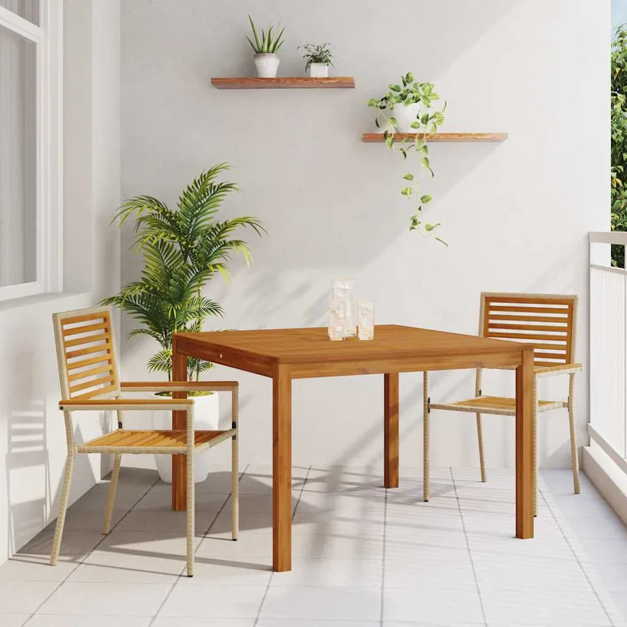 Ensemble de salle à manger pour jardin 3 pcs Beige