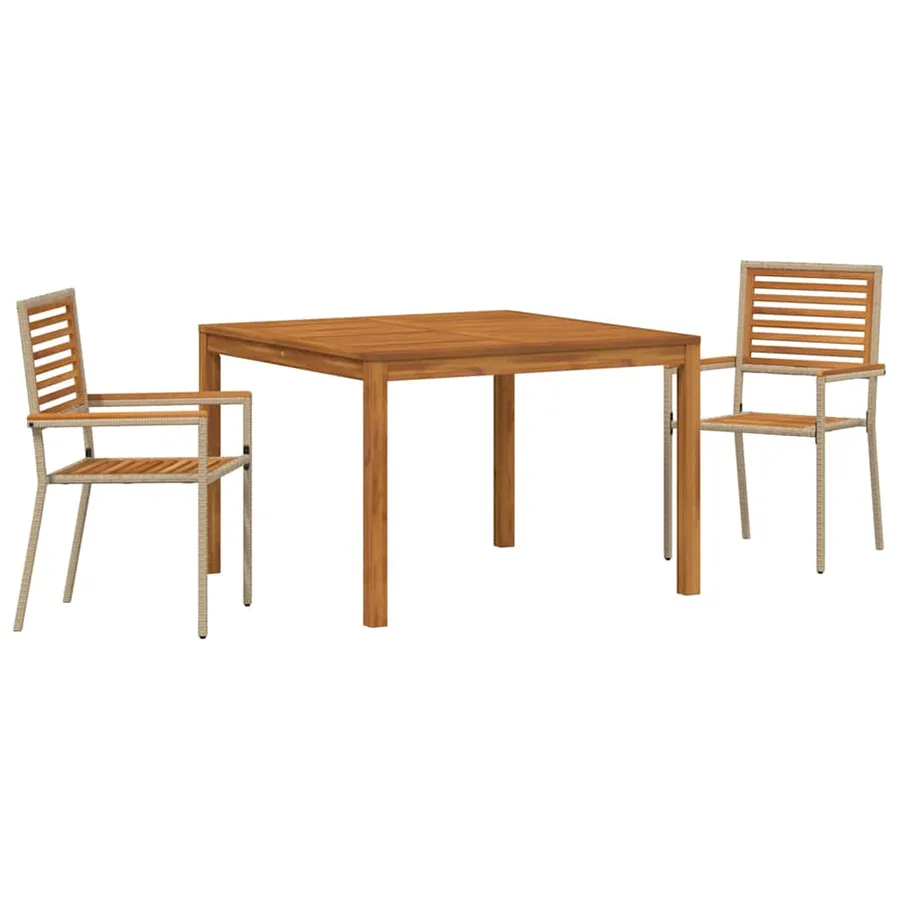 Ensemble de salle à manger pour jardin 3 pcs Beige - 2