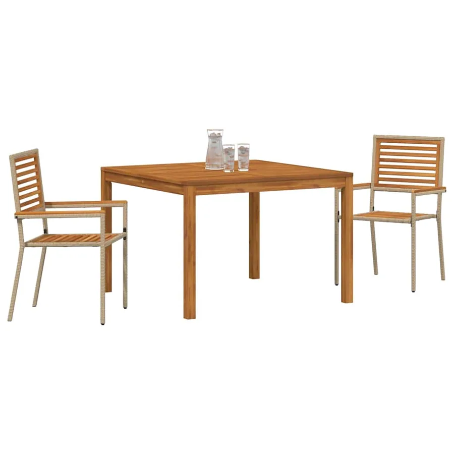 Ensemble de salle à manger pour jardin 3 pcs Beige - 3