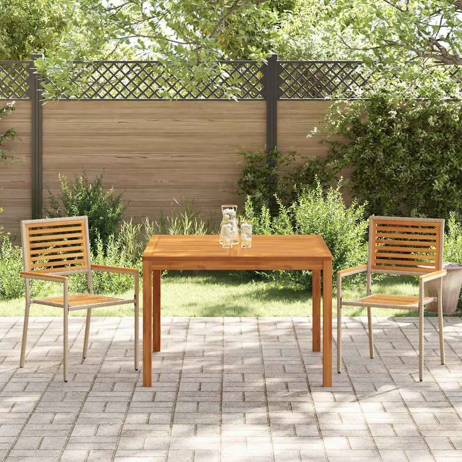 Ensemble de salle à manger pour jardin 3 pcs Beige - 4