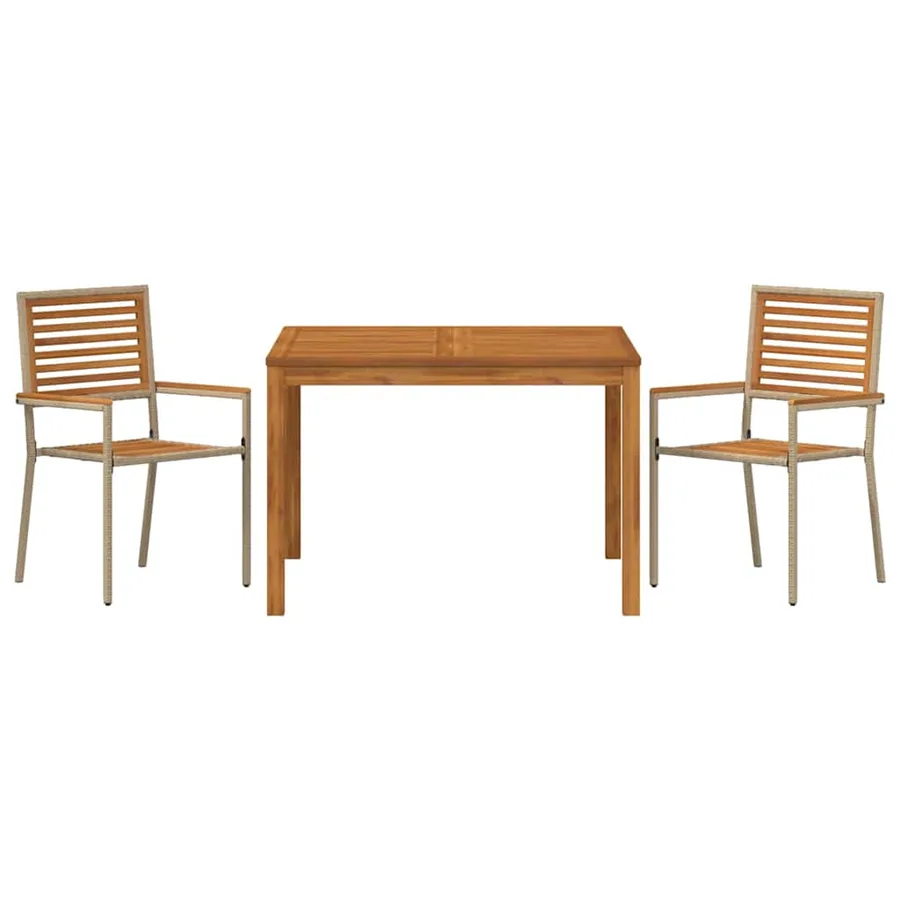 Ensemble de salle à manger pour jardin 3 pcs Beige - 7