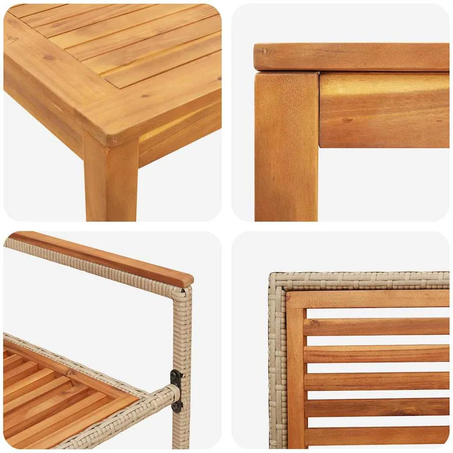 Ensemble de salle à manger pour jardin 3 pcs Beige - 9