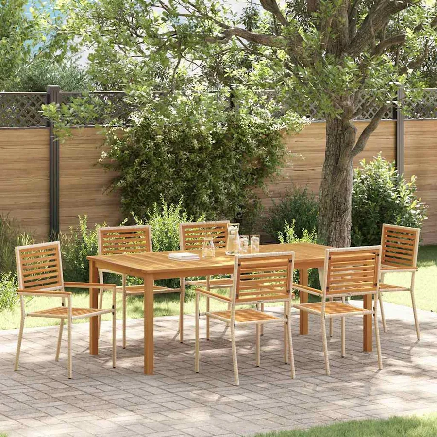 Ensemble de salle à manger pour jardin 7 pcs Beige