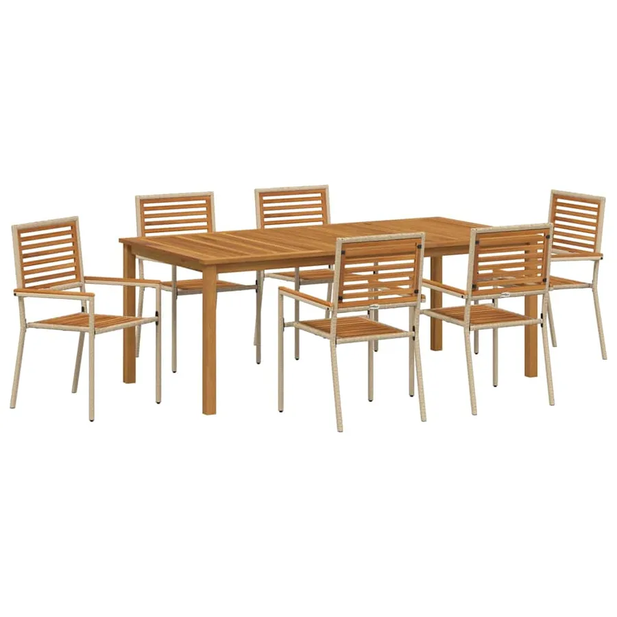 Ensemble de salle à manger pour jardin 7 pcs Beige - 2