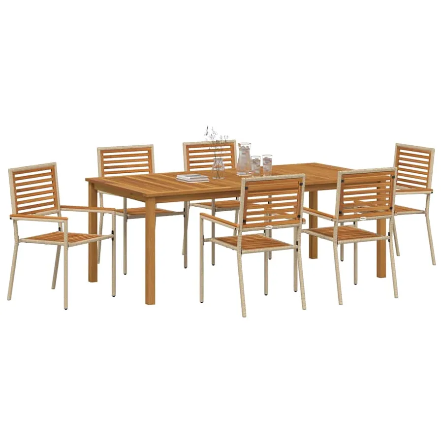Ensemble de salle à manger pour jardin 7 pcs Beige - 3
