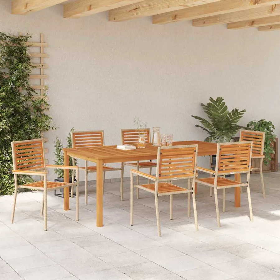Ensemble de salle à manger pour jardin 7 pcs Beige - 4
