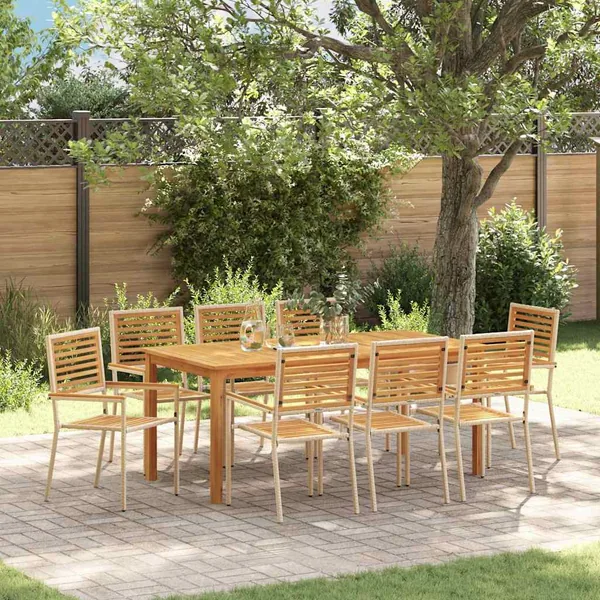 Ensemble de salle à manger pour jardin 9 pcs Beige