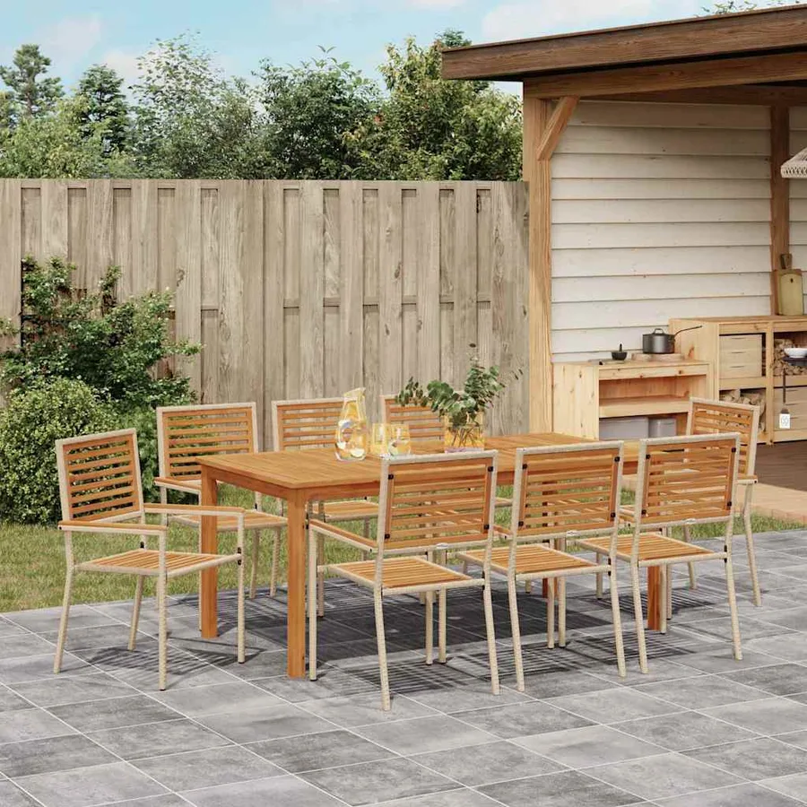 Ensemble de salle à manger pour jardin 9 pcs Beige - 4