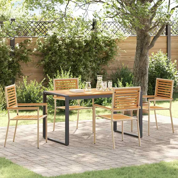 Ensemble de salle à manger pour jardin 5 pcs Beige et Marron