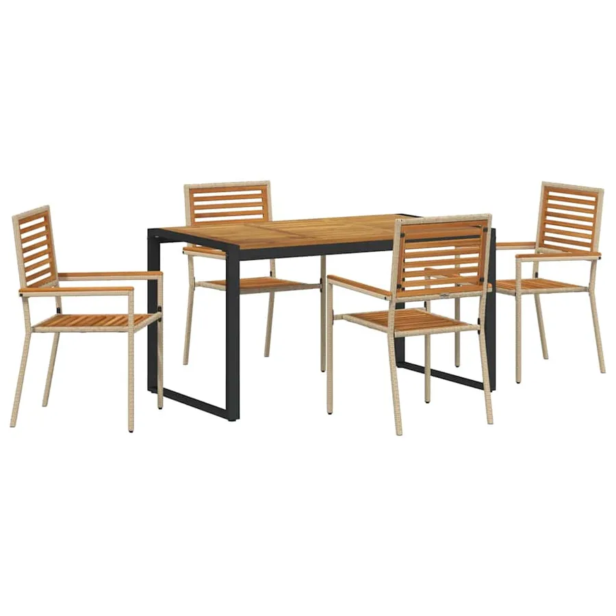 Ensemble de salle à manger pour jardin 5 pcs Beige et Marron - 2