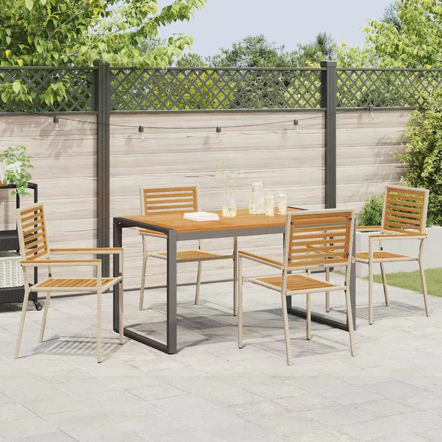Ensemble de salle à manger pour jardin 5 pcs Beige et Marron - 4