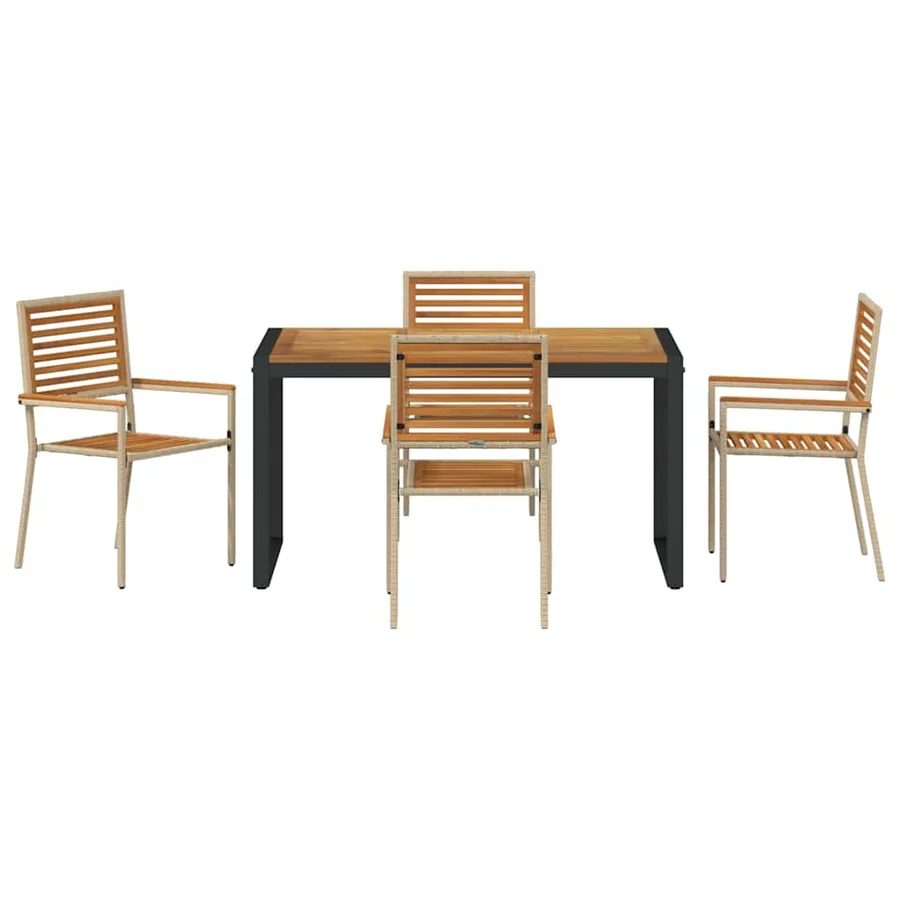 Ensemble de salle à manger pour jardin 5 pcs Beige et Marron - 7