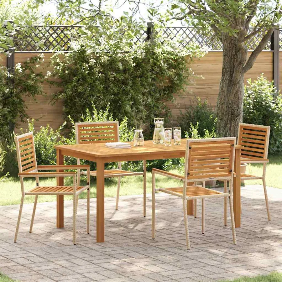 Ensemble de salle à manger pour jardin 5 pcs Beige