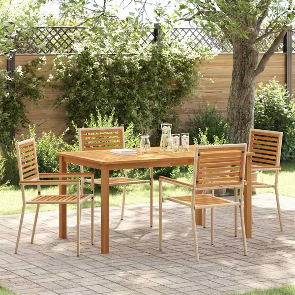 Ensemble de salle à manger pour jardin 5 pcs Beige