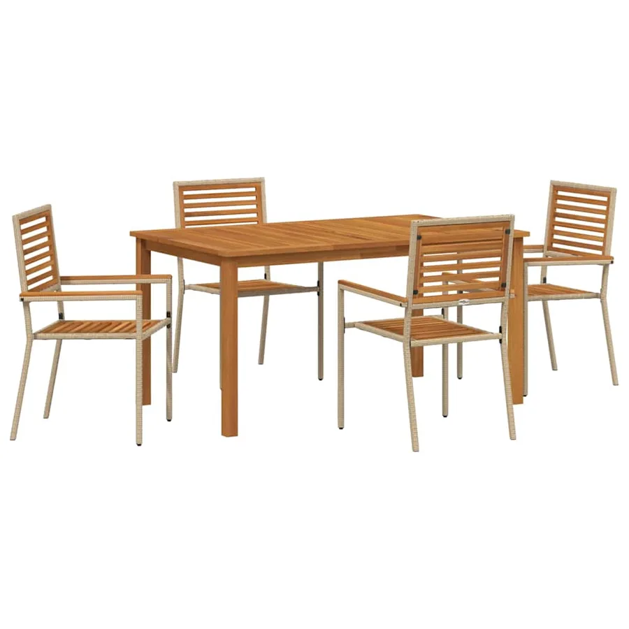 Ensemble de salle à manger pour jardin 5 pcs Beige - 2