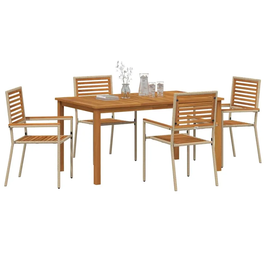 Ensemble de salle à manger pour jardin 5 pcs Beige - 3