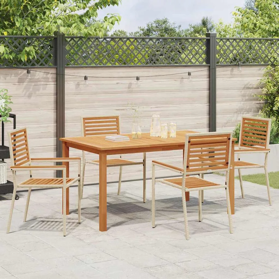 Ensemble de salle à manger pour jardin 5 pcs Beige - 4