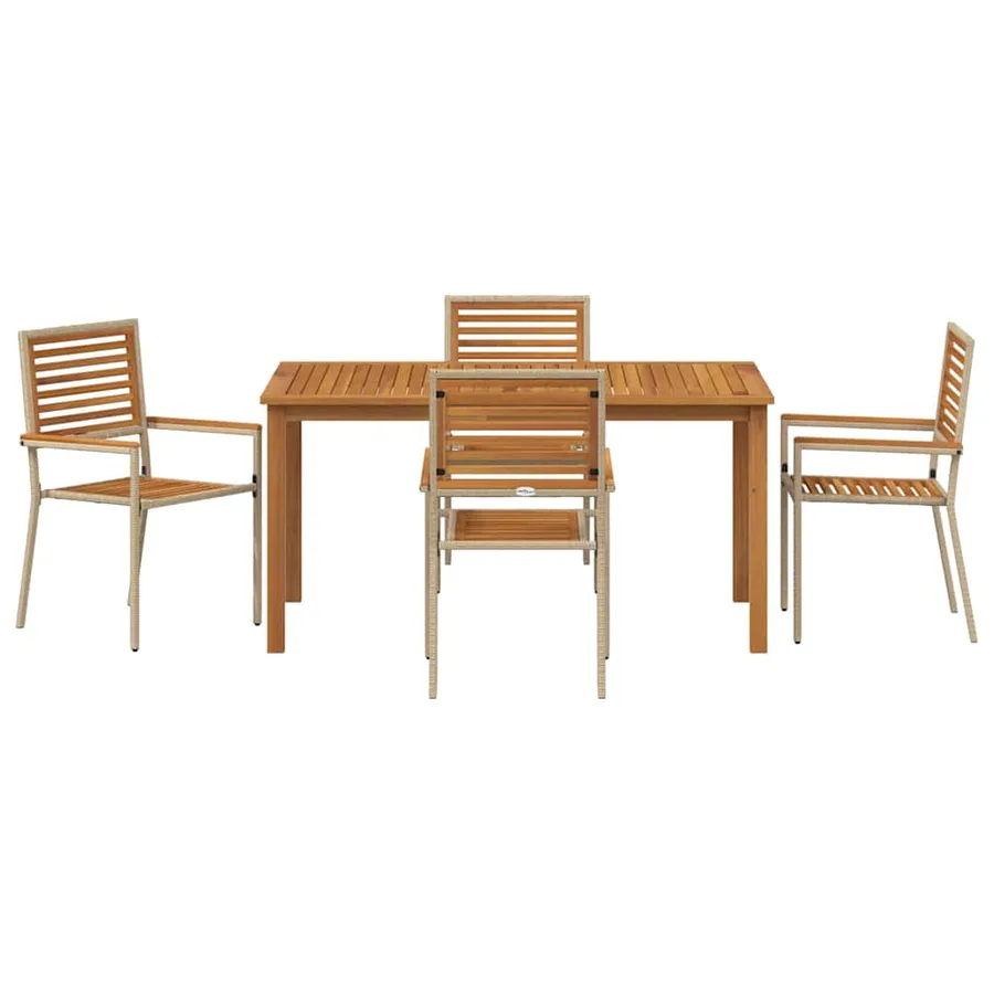 Ensemble de salle à manger pour jardin 5 pcs Beige - 7