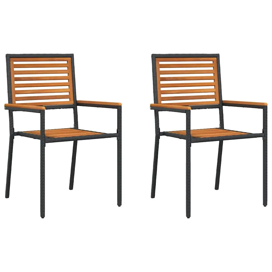 Chaises empilables de jardin 2 pcs Marron et Noir - 2