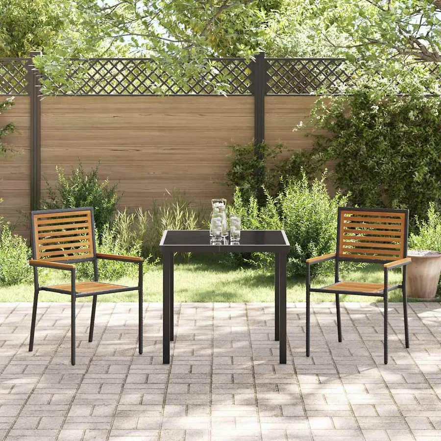 Chaises empilables de jardin 2 pcs Marron et Noir - 3