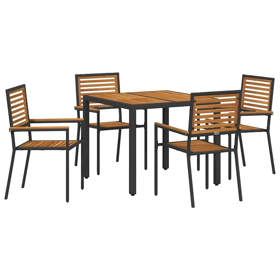 Ensemble de salle à manger pour jardin 5 pcs Noir et Marron - 2