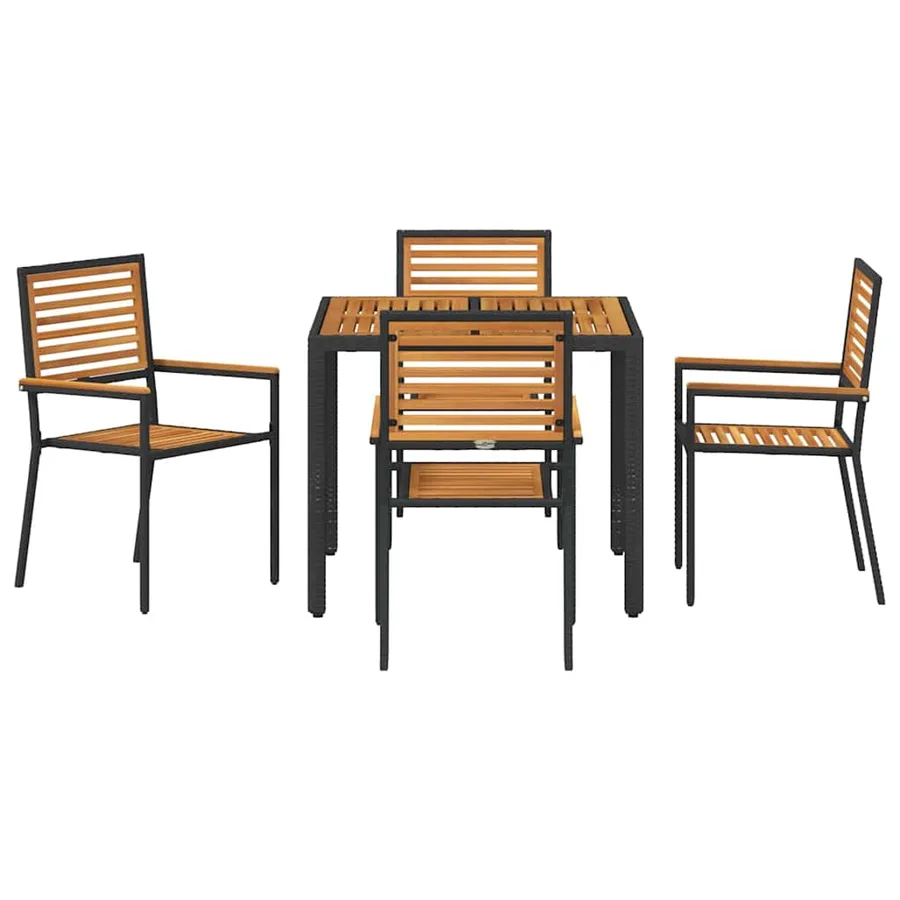 Ensemble de salle à manger pour jardin 5 pcs Noir et Marron - 7