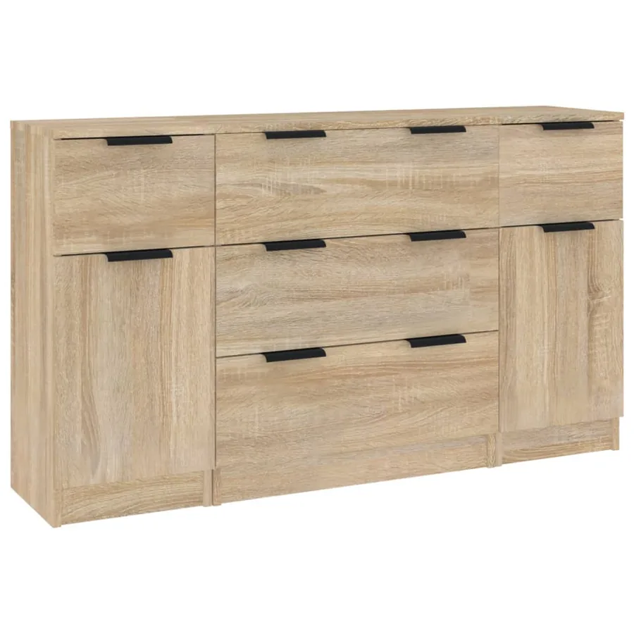 Ensemble de buffets 3 pcs Chêne sonoma Bois d'ingénierie - 2