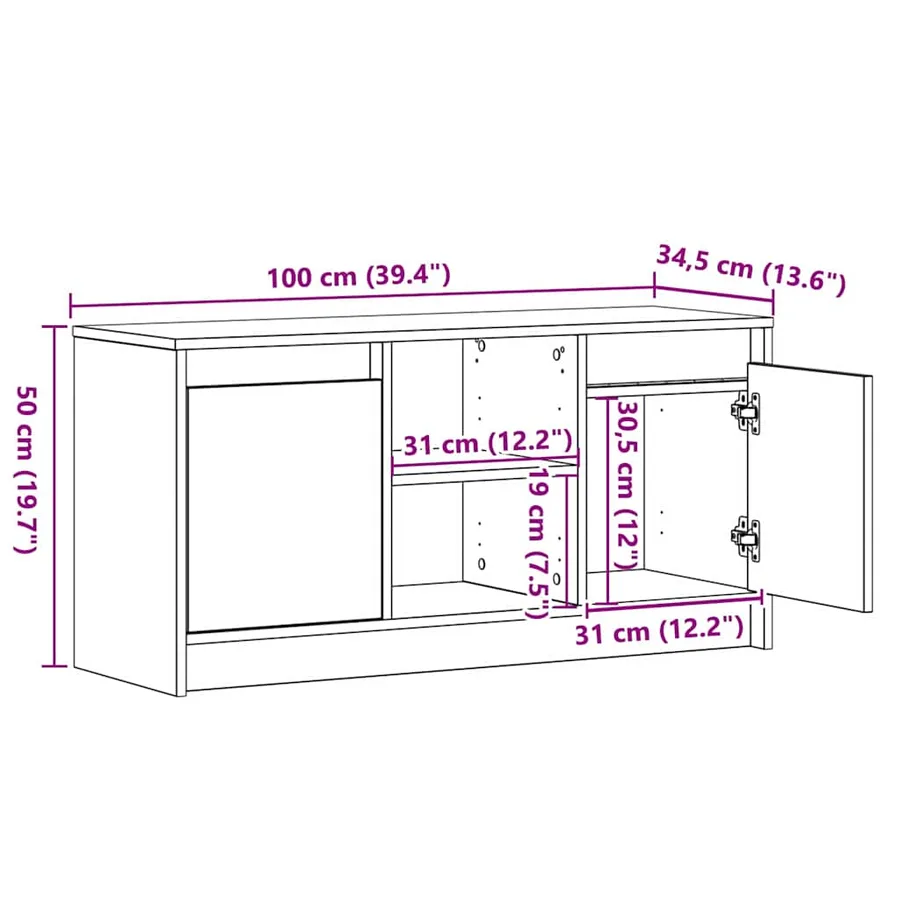 Unites TV 100 x 34 x 50 cm Marron Bois d'ingénierie - 13
