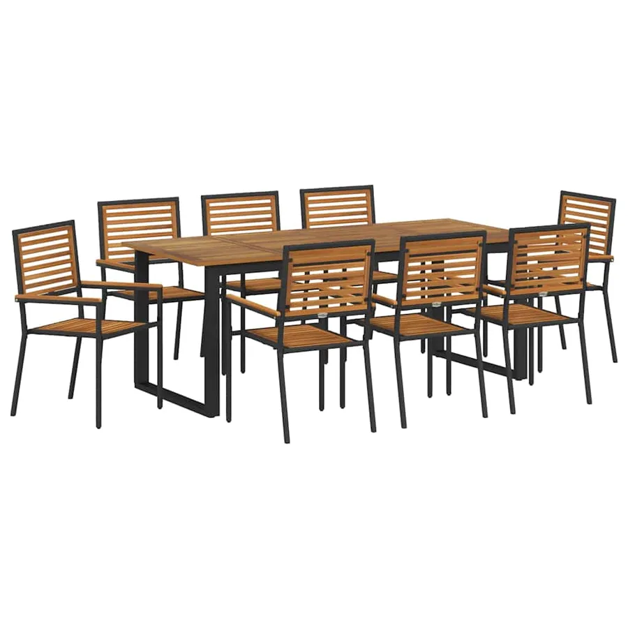 Ensemble de salle à manger pour jardin 9 pcs Noir - 2