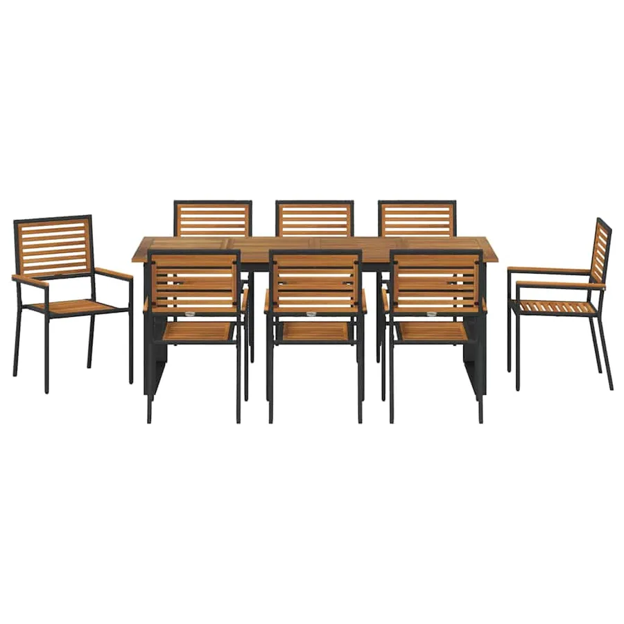 Ensemble de salle à manger pour jardin 9 pcs Noir - 7