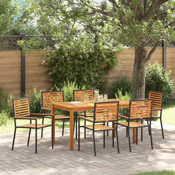 Ensemble de salle à manger pour jardin 7 pcs Noir