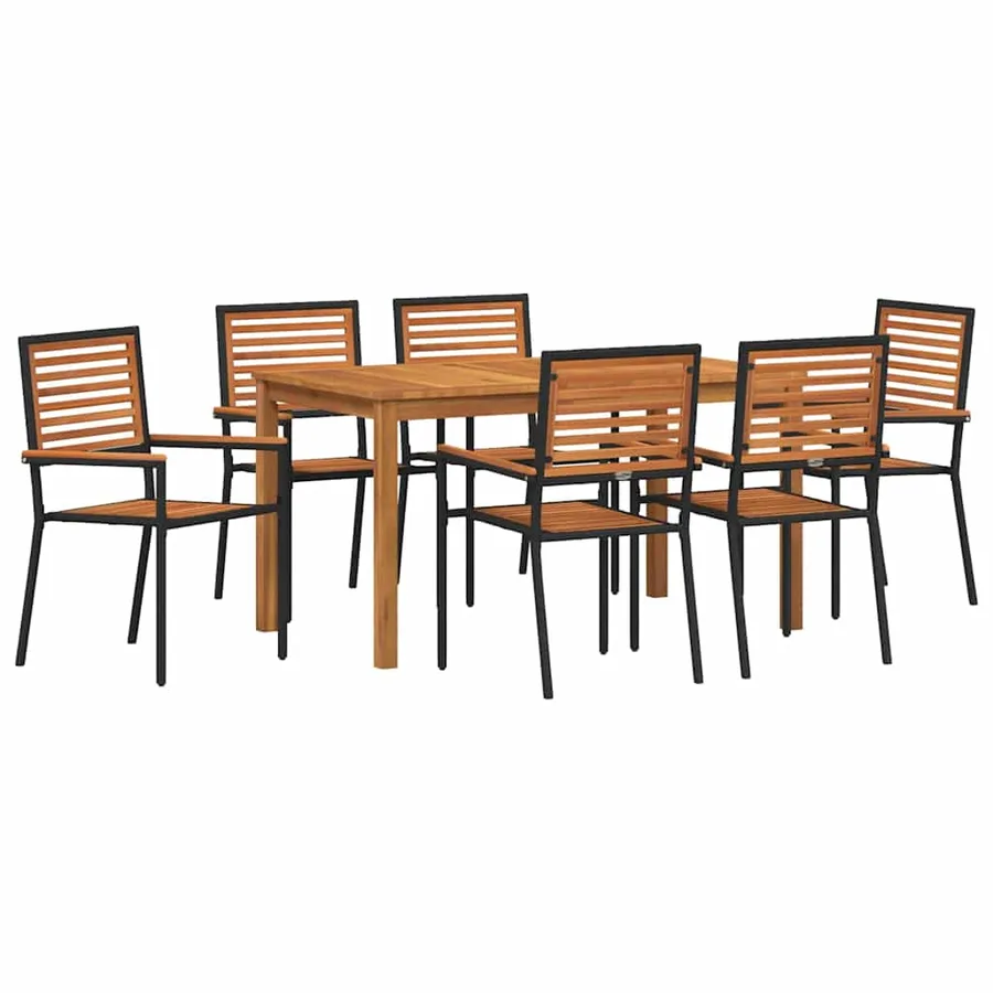 Ensemble de salle à manger pour jardin 7 pcs Noir - 2