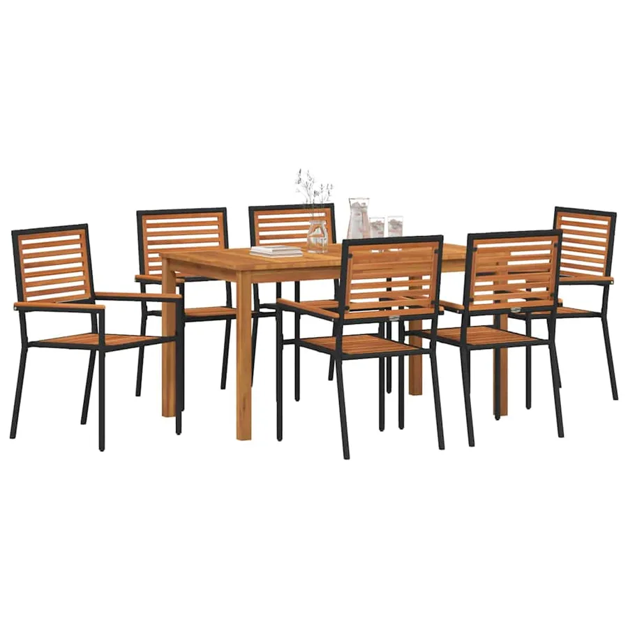 Ensemble de salle à manger pour jardin 7 pcs Noir - 3