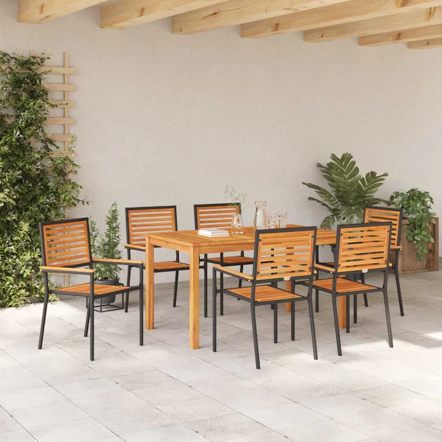 Ensemble de salle à manger pour jardin 7 pcs Noir - 4
