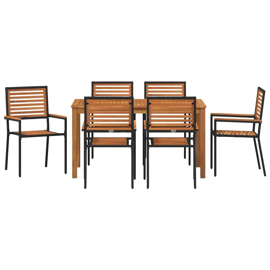 Ensemble de salle à manger pour jardin 7 pcs Noir - 7