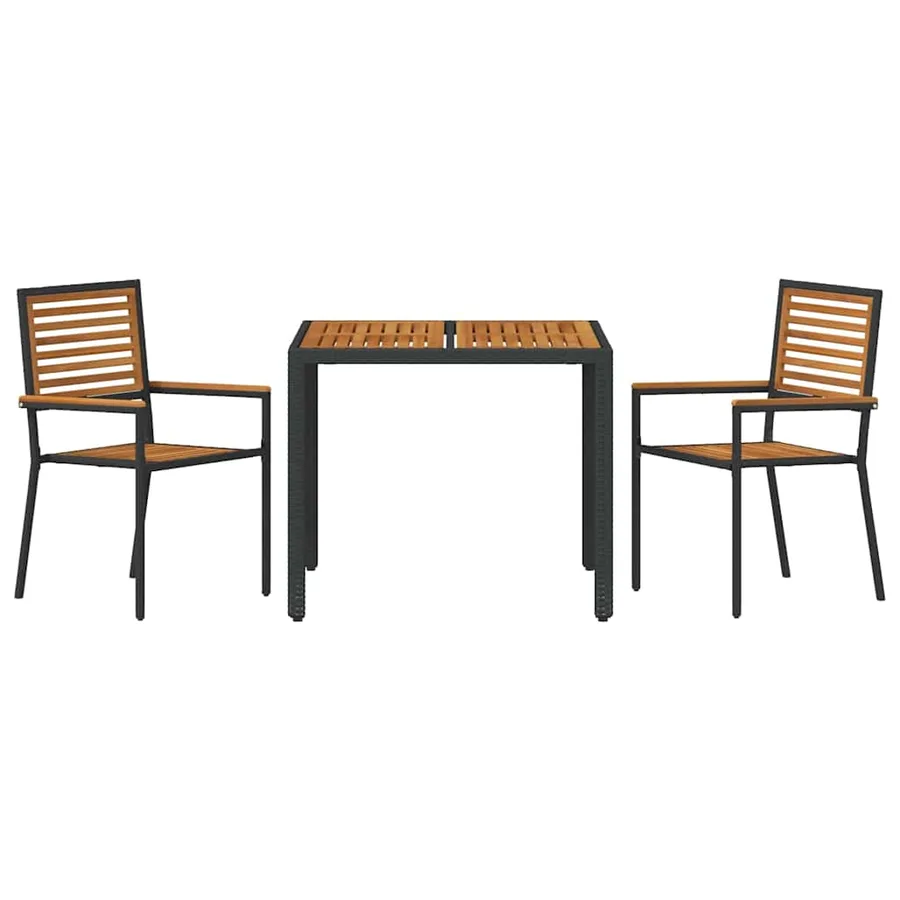 Ensemble de salle à manger pour jardin 3 pcs Noir et Marron - 7