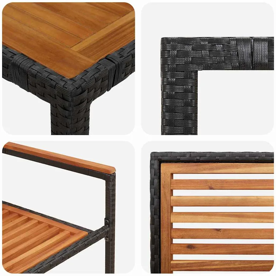 Ensemble de salle à manger pour jardin 3 pcs Noir et Marron - 9