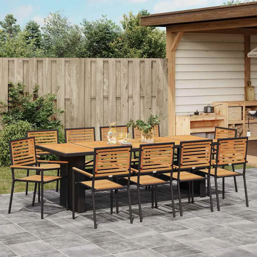 Ensemble de salle à manger pour jardin 11 pcs Noir et Marron - 4